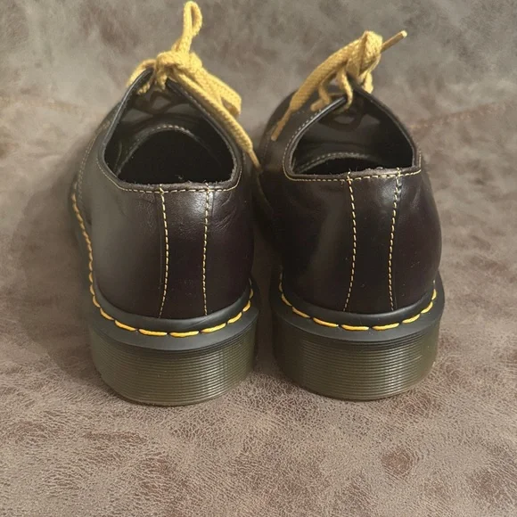 Dr. Martens Dark Brown Oxfords with Yellow Laces - Picture 4 of 5